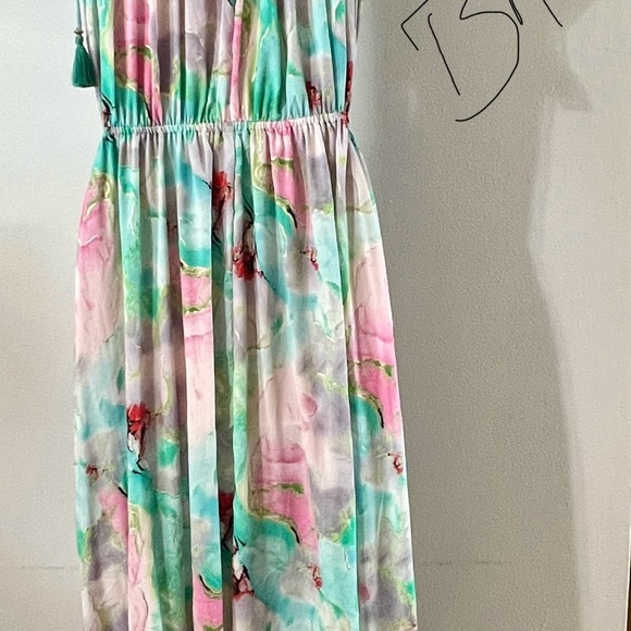 Raga Revolve Maxi Sun Dress NWT Size Small - multicolor shoulder tie - Picture 4 of 6